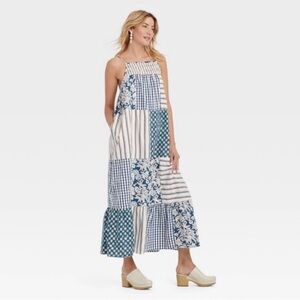 Universal Thread Blue and White Tiered Sundress